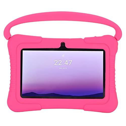 PUSOKEI Tablet 7 Zoll für, 1 GB RAM 16 GB ROM, Augenschutzbildschirm, WLAN, BT, Dual Kamera, Kindersicherungs Tablet mit Silikonhülle (Rosa) von PUSOKEI