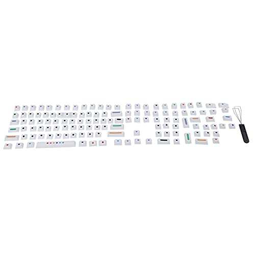 PUSOKEI Tastenkappen, PBT 5-seitige Dye-Sublimation-Tastaturkappen, Punkt-Tastenkappe mit Tastenabzieher,für die Meisten Mechanischen Tastaturen mit 61/64/87/104/108 Tasten, (Weiß) von PUSOKEI