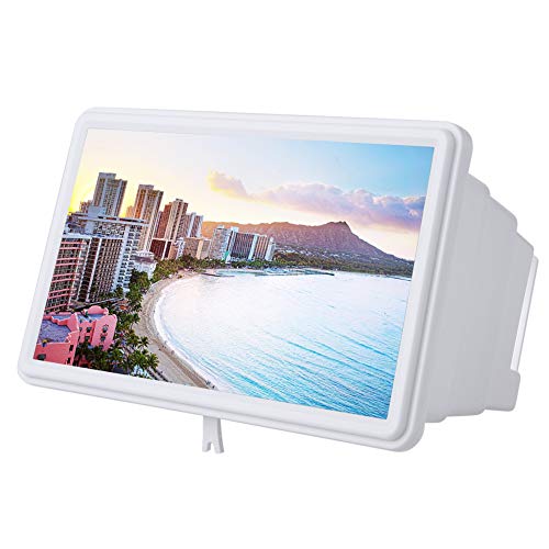 PUSOKEI Telefon-Lupenbildschirm, 12-Zoll-3D-Kunststoff-versenkbarer High-Definition-Handy-Bildschirmverstärker, Vergrößerungsprojektor-Bildschirm Vergrößern(Weiß) von PUSOKEI