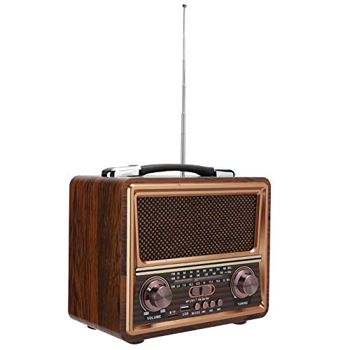PUSOKEI Tragbares FM/AM/SW-Radio, Klassisches Vintage-Retro-Stil-Radio, mit Bluetooth, Tragbares Drahtloses Wiederaufladbares Lautsprecher-Radio, Gutes Geschenk für Eltern(Hölzern) von PUSOKEI