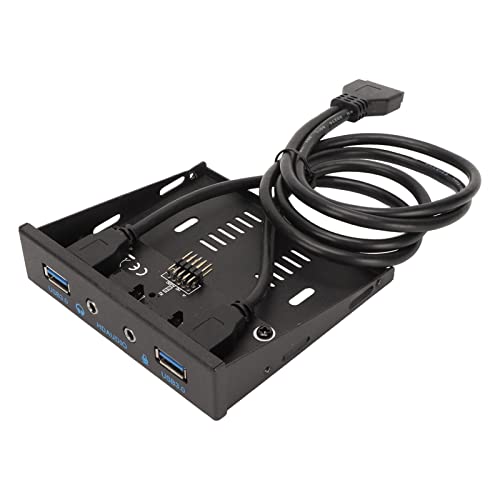 PUSOKEI USB 3.0-Hub an der Vorderseite, 4 Anschlüsse, Hochgeschwindigkeits-3,5-Zoll-Metallpanel mit -Mikrofon-Schnittstelle, Kompatibilität für Win für, Passend für von PUSOKEI