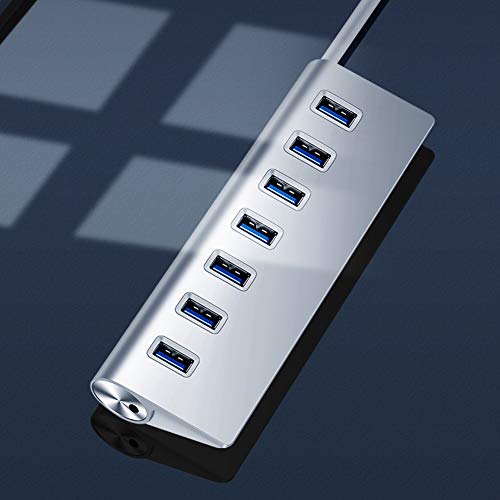 PUSOKEI USB 3.0 Splitter Aluminiumlegierungs-Hub 7-in-1-Dockingstation Plug & Play Geeignet für Notebook-Festplatte U-Diskette von PUSOKEI