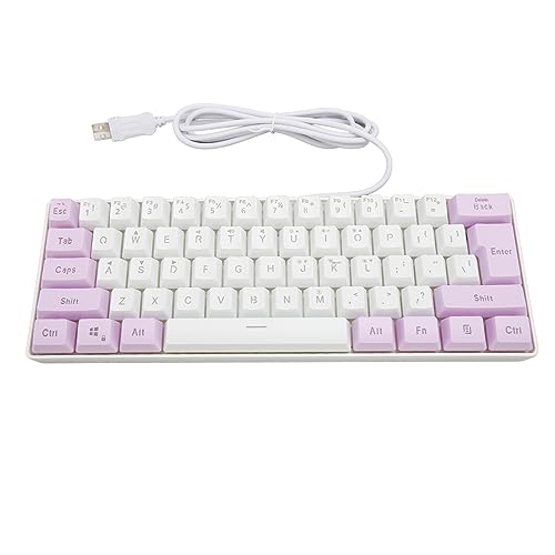 PUSOKEI USB Gaming Tastatur mit 61 Tasten, Ergonomische 6 RGB Hintergrundbeleuchtungsmodi, Kabelgebundene Tastatur, UV beschichtete Tastenkappen, für Desktop Laptop (Lila Weiß) von PUSOKEI