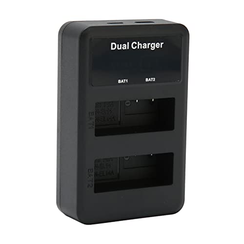 PUSOKEI USB-Kamera-Akkuladegerät für D5300 D3200 D5200 D3400 D5600 D3500 D3300 D3100 Kamera, Dual-Ladegerät mit Leistungsanzeige, Kompatibel mit EN EL14 EN EL14A Akku für P7100 Kamera von PUSOKEI