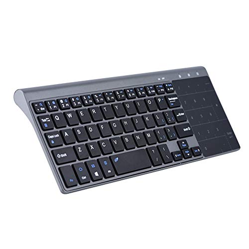 PUSOKEI Ultradünne 2,4-GHz-Funk-Tastatur mit Smart Touchpad, tragbarer Handheld-Tastatur, Universaltastatur, geeignet für PC/Notebook/TV-Box von PUSOKEI