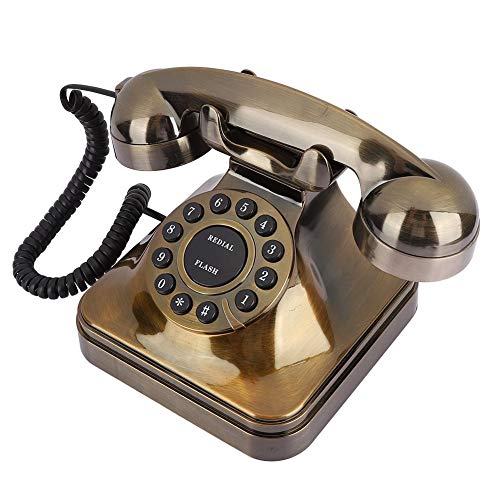 PUSOKEI Vintage Festnetztelefon, antikes Bronze-Telefon mit Nummernspeicherfunktion, Telefon mit großer Tastenwahl, Desktop-Anrufertelefon für das Home Office von PUSOKEI
