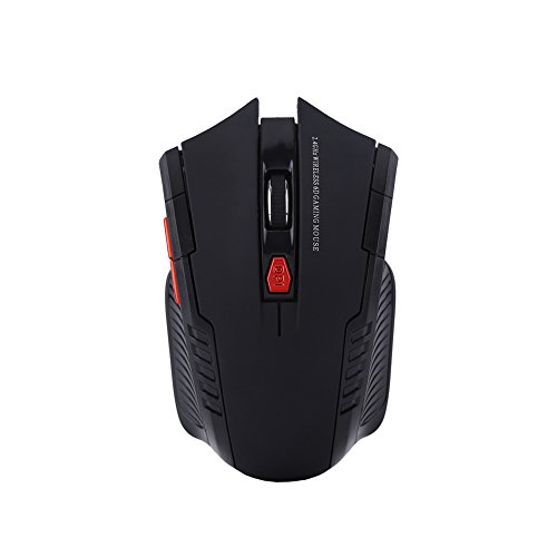 Wireless Optical Gaming Mouse für PC-800dpi / 1200DPI Einstellbare, Wireless Game Mouse 2,4 GHz Game Mouse mit 6 Tasten, kein Code erforderlich, Plug-and-Play(schwarz) von PUSOKEI