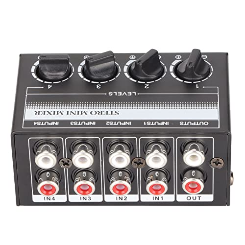 Professionelle Audio Mixer Konsole, 4 Kanal Digital Passiv Mixer, Eingang und Ausgang, Mixer für CD Player, Kassettendecks, Computer, Mobiltelefone, TabletsX Professionelle Audio Mixer Konsole, 4 Kanal Digital Passiv Mixer, Eingang und Ausgang, Mixer für CD Player, Kassettendecks, Computer, Mobiltelefone, TabletsX von PUSOKEI