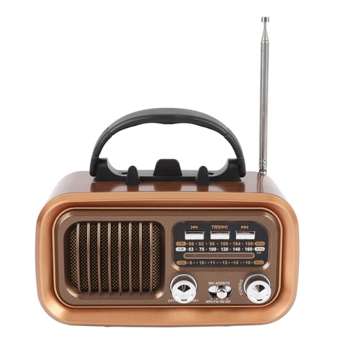 Retro Radio AM FM SW Bluetooth, Tragbare Vintage Transistor Radios mit Lautsprecher und Antenne, TWS, Solar/Batterie Betrieben/Aufladbar, Unterstützung TF Karte/USB Spielen (Gold) von PUSOKEI