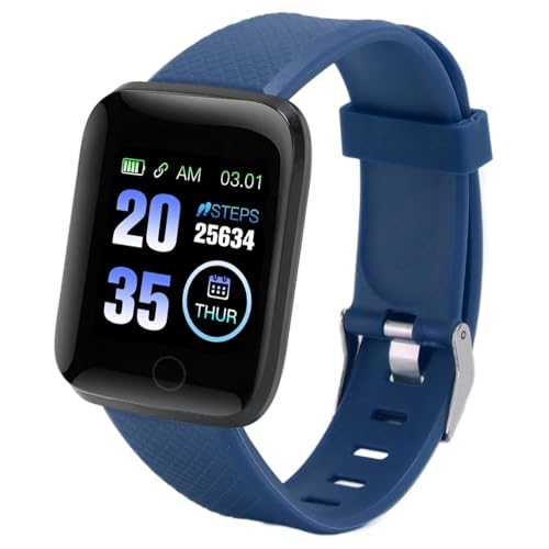 Smartwatch (Anruf-/Nachrichtenerinnerung), 116 Plus 1,3 Zoll Smartwatches für Männer und Frauen, wasserdichte Sport Smartwatch, mit Smart Notifications, Schrittzählung (Blue) von PUSOKEI