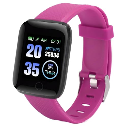Smartwatch (Anruf-/Nachrichtenerinnerung), 116 Plus 1,3 Zoll Smartwatches für Männer und Frauen, wasserdichte Sport Smartwatch, mit Smart Notifications, Schrittzählung (Purple) von PUSOKEI