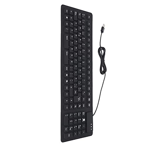 Spanische USB-Tastatur mit 105 Tasten, wasserdichte, Faltbare Tastatur für Desktop, Computer, PC, Schwimmende USB-Tastatur mit Kabel, Ultradünn von PUSOKEI