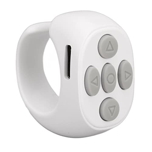 Bluetooth-Fernbedienung Page Turner, Elektronische Drahtlose Medien-Tasten-Fernbedienung für Selfies, Tragbarer Kamera-Fernauslöser(Weiß) von PUSOKEI