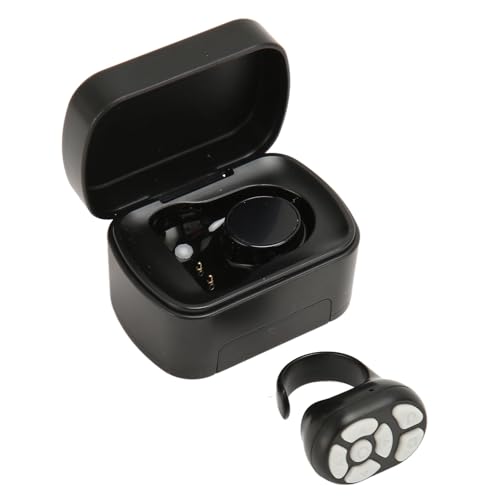 TikTok Fernbedienung, Kindle App Seitenwender, Bluetooth 5.3 Kamera Videoaufzeichnungsfernbedienung, Tik Tok Scrolling Ring für Mobiltelefone (Black) von PUSOKEI