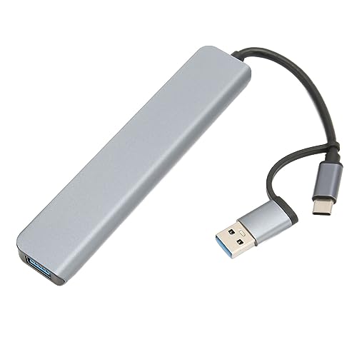 USB 3.0 Hub, 5 Gbit/s Übertragungsgeschwindigkeit, Wärmeableitung, Einfach zu Bedienen, USB-Adapterstecker 7-in-1 USB-Port-Extender für OS X, Win USB-Adapterstecker Kompatibel von PUSOKEI
