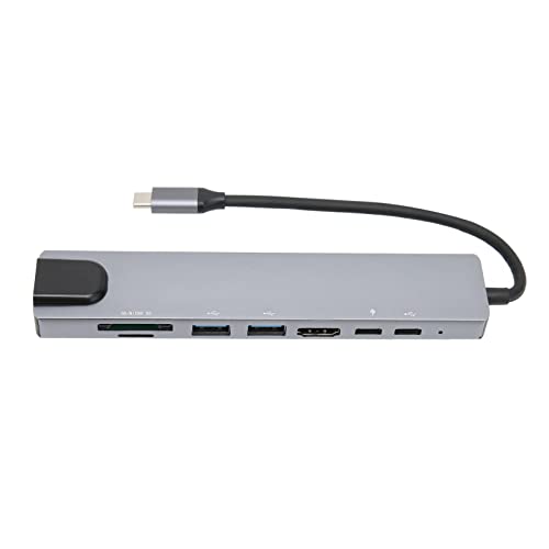 USB C Hub Multiport Adapter, 8 in 1 USB C Docking Station, RJ45 Konverter High Definition 4K Ethernet Docking Station Aluminium, Smart Chip, für Laptop Notebook USB C Hub Multiport Adapter, 8 in 1 USB C Docking Station, RJ45 Konverter High Definition 4K Ethernet Docking Station Aluminium, Smart Chip, für Laptop Notebook von PUSOKEI