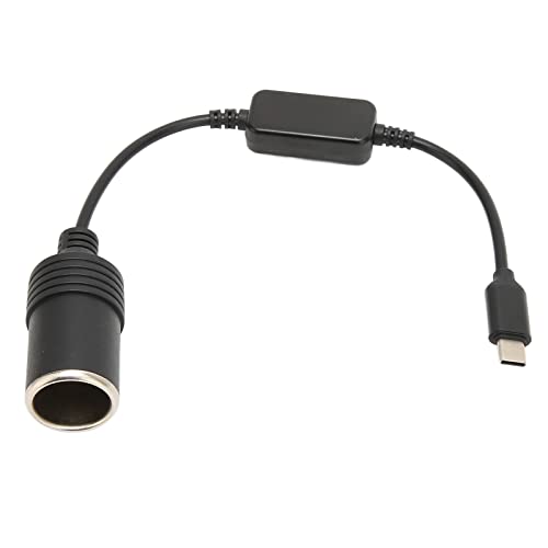 USB C auf 12 V Zigarettenanzünder Adapter, 5 V USB C Stecker auf 12 V Auto Zigarettenanzünder Buchse Stromwandlerkabel, für Autoelektronik Zubehör (30cm/11.8in) von PUSOKEI