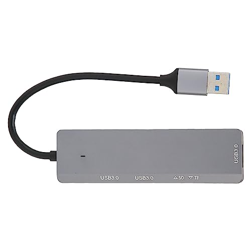 USB-Hub 3.0, 5 Gbit/s, 3 USB 3.0-Anschlüsse, Speicher- und Speicherkartenleser, Schnelle Wärmeableitung, USB-Splitter aus Aluminiumlegierung für PC, Erweiterungsdock, von PUSOKEI