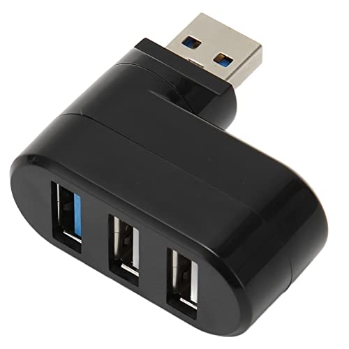 USB-Port-Splitter, 3-Port-USB-Hub mit USB3.0- und 2 USB2.0-Ports, Unterstützt Hot-Swap, 90°/180° Grad Drehbar, Plug-and-Play-USB-Hub-Dock für PC, Laptop und Mehr (Black) von PUSOKEI