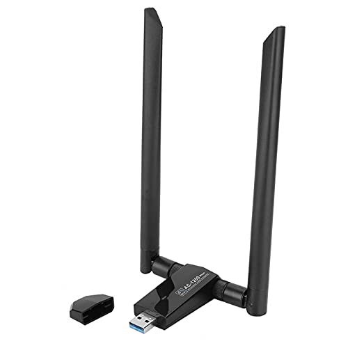 USB-WLAN-Adapter für PC, Drahtloser USB-WLAN-Adapter RTL8812AU - 2,4 G / 300 Mbit / S 5 G / 866 Mbit / S, 5-dBi-Antennen Laptop-Netzwerkkarte für Windows XP / Vista / 7/8/10 / Linx2.6X für Mac OS X. von PUSOKEI