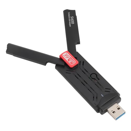 USB WiFi 6E Adapter, 2,4G/5G/6G Tri-Band WLAN Adapter für Desktop PC, 5400 Mbit/s USB 3.0 WLAN Dongle mit High Gain Antenne, Kabelloser Netzwerkadapter für Windows 10/11 von PUSOKEI