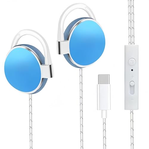 PUTOAHAO Blau USB C Kopfhörer mit Kabel USB C Ohrhörer mit Kabel,on Ear Kopfhörer mit Kabel,Kopfhörer Kabel,Kopfhörer Kabelgebunden,Kopfhörer C Typ,Clip On Kopfhörer mit Mikrofon von PUTOAHAO