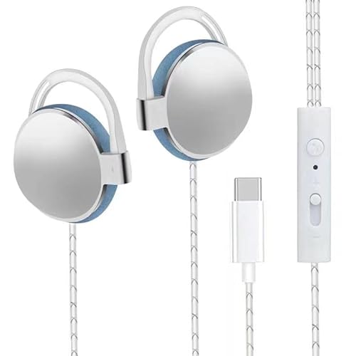 PUTOAHAO Weiß USB C Kopfhörer mit Kabel USB C Ohrhörer mit Kabel,on Ear Kopfhörer mit Kabel,Kopfhörer Kabel,Kopfhörer Kabelgebunden,Kopfhörer C Typ,Clip On Kopfhörer mit Mikrofon von PUTOAHAO