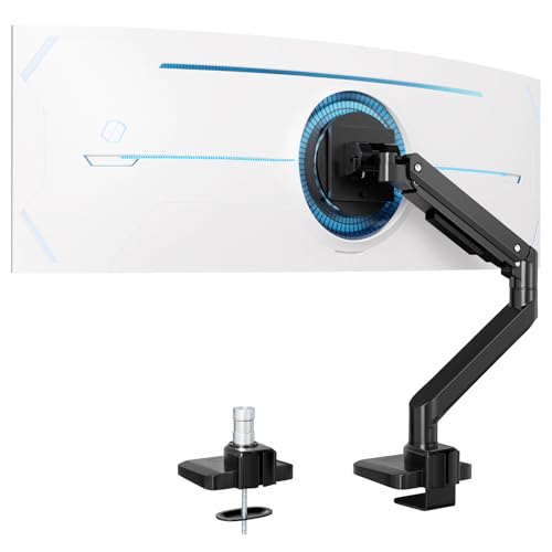 Monitor Halterung 1 Monitor Für 17-49 Zoll Flach & Curved Bildschirm, Robuster Gasfeder-Monitorhalterung Höhenverstellbar mit Neigungen, Erhöhte Tragfähigkeit von 2~20kg,VESA 75x75/100x100 von PUTORSEN