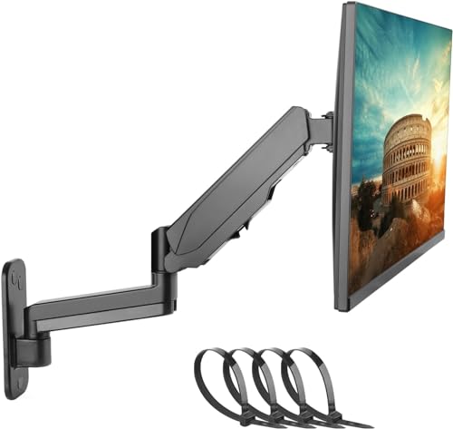 PUTORSEN 13-32 33 34 Zoll Monitor Wandhalterung für PC Monitor & TV Bildschirm, Monitor Halterung Wand mit Kostenlos Einstellen Gasfeder, Höhenverstellbarm Neigbar Drehbar, Load 1-9KG, VESA 75/100 von PUTORSEN