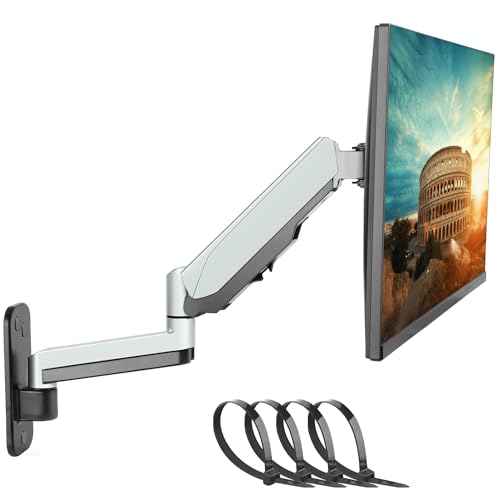 PUTORSEN 13-32 33 34 Zoll Monitor Wandhalterung für PC Monitor & TV Bildschirm, Monitor Halterung Wand mit Kostenlos Einstellen Gasfeder, Höhenverstellbarm Neigbar Drehbar, Load 1-9KG, VESA 75/100 von PUTORSEN