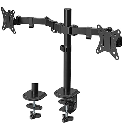 PUTORSEN 17"-32" Monitor Tischhalterung für 2 Monitore Monitorhalterung Schwenkbar Neigbar Höhenverstellbar Bildschirmständer Tisch Monitorhalterungen, Support 9kg per Arm, VESA 75x75 100x100mm von PUTORSEN