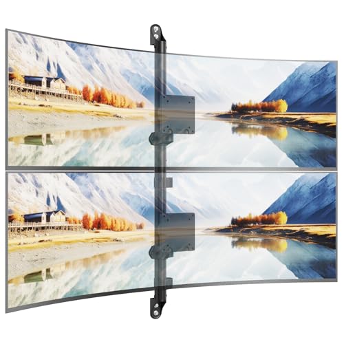 PUTORSEN 17-57’’ Monitor Wandhalterung 2 Monitore, Monitor Halterung 2 Monitore übereinander, bis zu 27 kg pro Bildschirm, 108mm Ultra Slim zur Wand, VESA 75/100, Premium Gasfeder von PUTORSEN