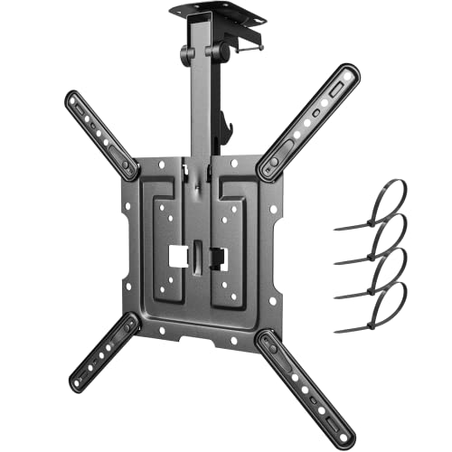 PUTORSEN 23-55 Zoll TV Deckenhalterung schwenkbar, Klappbar Höhenverstellbar Deckenhalterung für Fernseher, Fernseher Halterung für Flachdach oder Dachschrägen, Max Traglast 20KG, Max VESA 400x400mm von PUTORSEN