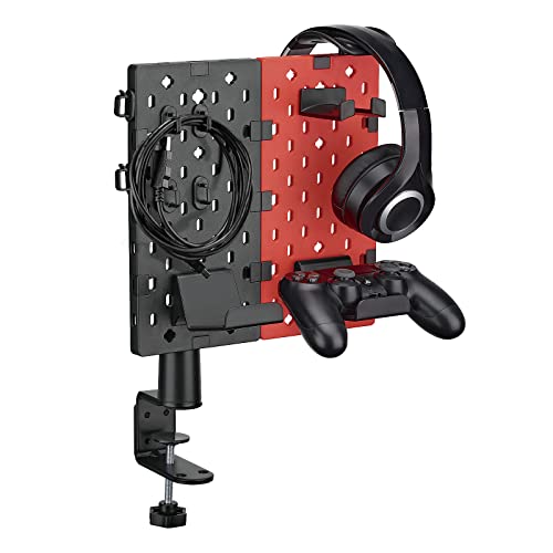 PUTORSEN Kopfhörer Halter & Controller Halter, Universal 4-in-1 drehbares Gaming-Modular-Stecktafel-Organizer-Set, Bürozubehör-Organizer, Schwarz und Rot von PUTORSEN