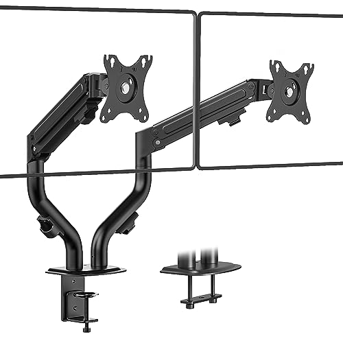 PUTORSEN Monitor Halterung 2 Monitore für 17-32 Zoll Flach & Curved Bildschirme, Bildschirmhalterung 2 Monitore Höhenverstellbar, Tragfähigkeit 2-8kg/arm, Neigbar Schwenkbar Drehungbar, VESA 75/100mm von PUTORSEN