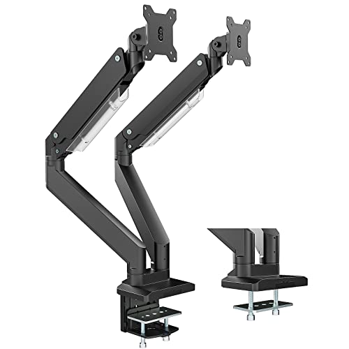 PUTORSEN Monitor Halterung 2 Monitore für 17"-35" Bildschirme, Schwere Ausführung Premium Aluminium Gasdruckfeder Monitorhalterung, 15kg/Arm, VESA 75&100mm, schwarz von PUTORSEN