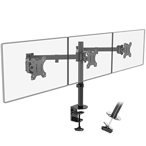 PUTORSEN Monitor Tischhalterung für 3 Monitore 13"-27" LCD LED TV Bildschirme Flachbildschirm, Belastbarkeit: 7 kg/pro Monitor, neigbar 180°, schwenkbar 360°, höhenverstellbar von PUTORSEN