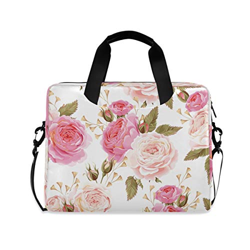 PUXUQU Blumen Blume Rose Muster Laptoptasche 15.6 Zoll Laptop Tasche Aktentasche Hülle Notebooktasche Handtasche Schulter Tasche für Uni Arbeit Business von PUXUQU