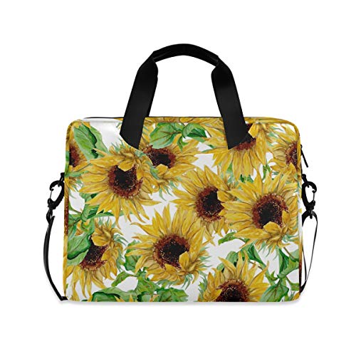 PUXUQU Blumen Blume Sonnenblume Laptoptasche 15.6 Zoll Laptop Tasche Aktentasche Hülle Notebooktasche Handtasche Schulter Tasche für Uni Arbeit Business von CMMT