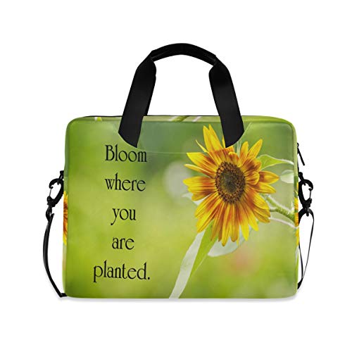 PUXUQU Blumen Blume Sonnenblume Zitat Laptoptasche 15.6 Zoll Laptop Tasche Aktentasche Hülle Notebooktasche Handtasche Schulter Tasche für Uni Arbeit Business von PUXUQU