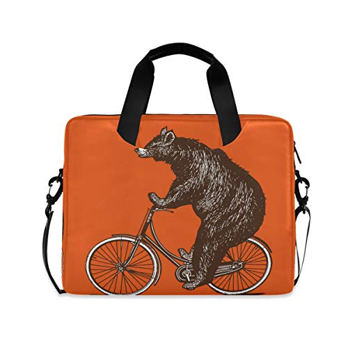 PUXUQU Fantasie Bär Reiten Fahrrad Laptoptasche 15.6 Zoll Laptop Tasche Aktentasche Hülle Notebooktasche Handtasche Schulter Tasche für Uni Arbeit Business von CMMT
