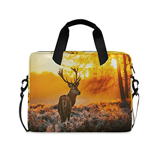 PUXUQU Jahrgang Hirsch Geweih Laptoptasche 15.6 Zoll Laptop Tasche Aktentasche Hülle Notebooktasche Handtasche Schulter Tasche für Uni Arbeit Business von CMMT
