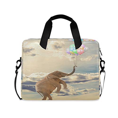 PUXUQU Lustig Elefant Fliegen mit Ballon im Himmel Laptoptasche 15.6 Zoll Laptop Tasche Aktentasche Hülle Notebooktasche Handtasche Schulter Tasche für Uni Arbeit Business von PUXUQU