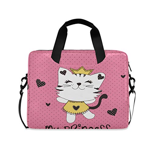 PUXUQU Schön Katze Prinzessin Laptoptasche 15.6 Zoll Laptop Tasche Aktentasche Hülle Notebooktasche Handtasche Schulter Tasche für Uni Arbeit Business von PUXUQU