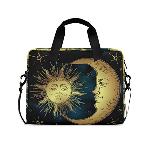 PUXUQU Sonne Sterne Mond Gesicht Laptoptasche 15.6 Zoll Laptop Tasche Aktentasche Hülle Notebooktasche Handtasche Schulter Tasche für Uni Arbeit Business von CMMT
