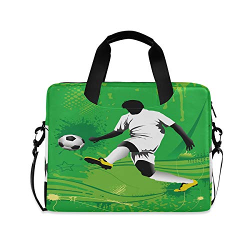 PUXUQU Sport Ball Fußball Spieler Laptoptasche 15.6 Zoll Laptop Tasche Aktentasche Hülle Notebooktasche Handtasche Schulter Tasche für Uni Arbeit Business von PUXUQU