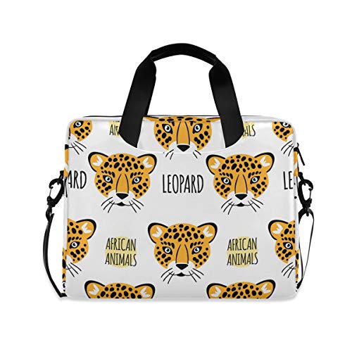 PUXUQU Süß Leopard Gesicht Laptoptasche 15.6 Zoll Laptop Tasche Aktentasche Hülle Notebooktasche Handtasche Schulter Tasche für Uni Arbeit Business von PUXUQU