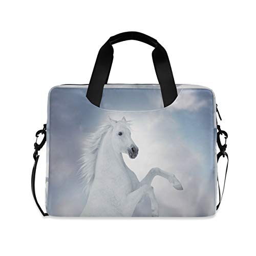 PUXUQU Tier Weiß Pferd Laptoptasche 15.6 Zoll Laptop Tasche Aktentasche Hülle Notebooktasche Handtasche Schulter Tasche für Uni Arbeit Business von PUXUQU