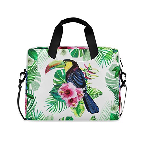 PUXUQU Tropisch Blätter Tukan Vogel Laptoptasche 15.6 Zoll Laptop Tasche Aktentasche Hülle Notebooktasche Handtasche Schulter Tasche für Uni Arbeit Business von PUXUQU