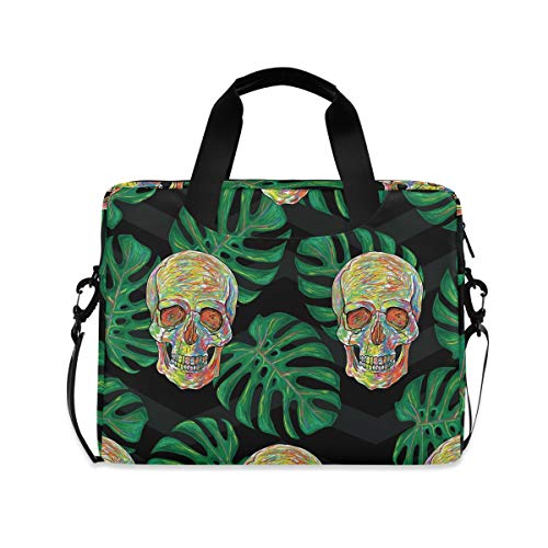 PUXUQU Tropisch Blätter Zucker Schädel Laptoptasche 15.6 Zoll Laptop Tasche Aktentasche Hülle Notebooktasche Handtasche Schulter Tasche für Uni Arbeit Business von CMMT